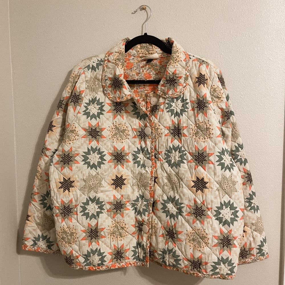 Universal Thread Star Pattern Puffer Jacket - Cre… - image 1